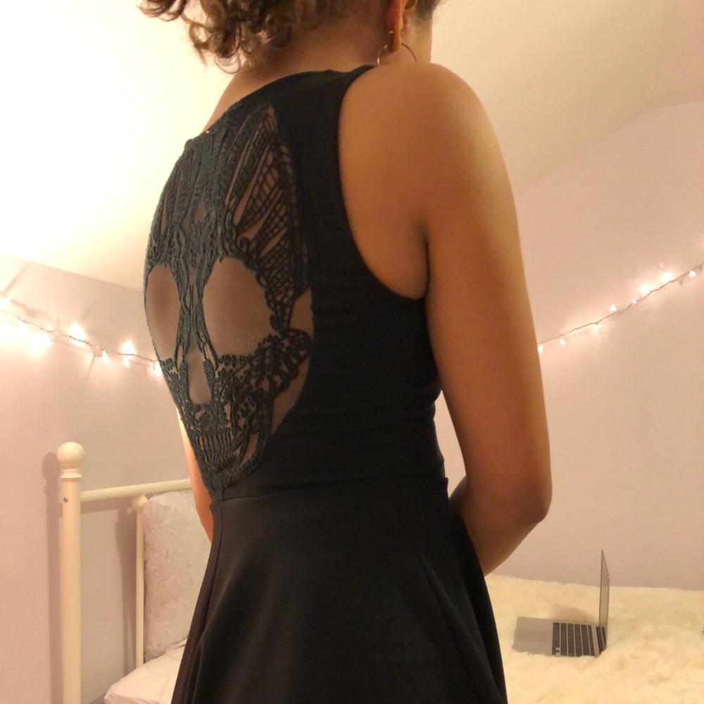 Black Skull Skater Dress